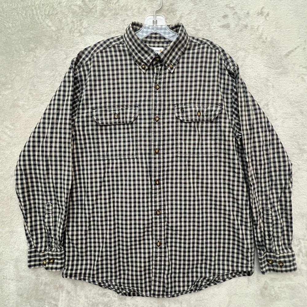 Carhartt Plaid Button Down Shirt Men's‎ Large Workwear Cotton Long Sleeve